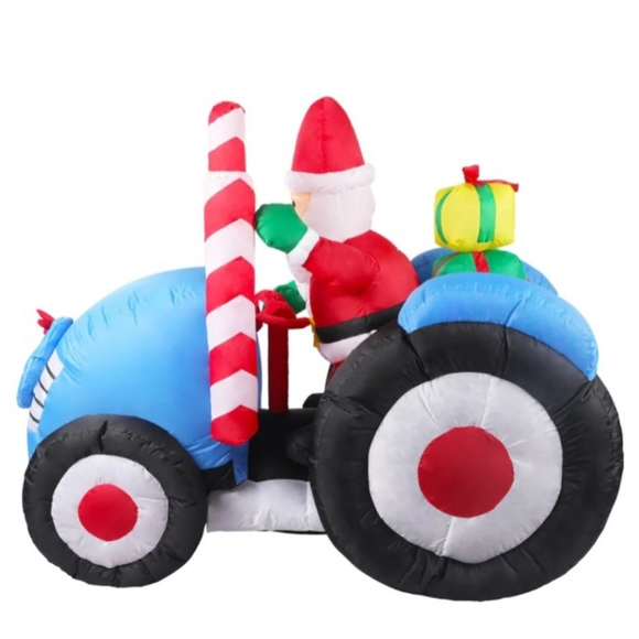 Santaco Inflatable Christmas Decor Blue Tractor Santa 1.4M LED Lights Xmas - Picture 2 of 4